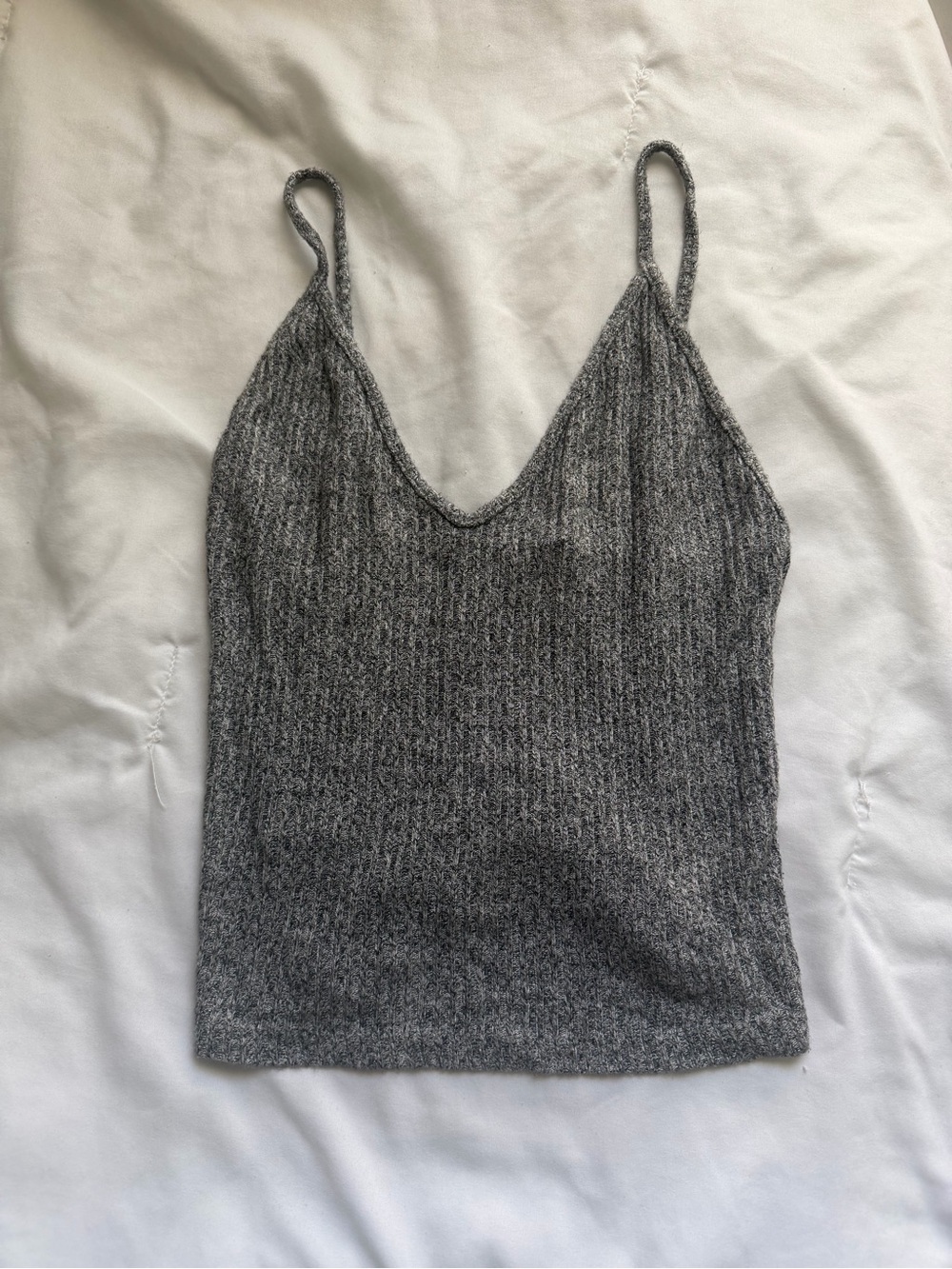 Brandy Melville Gray Ribbed V-Neck Camisole